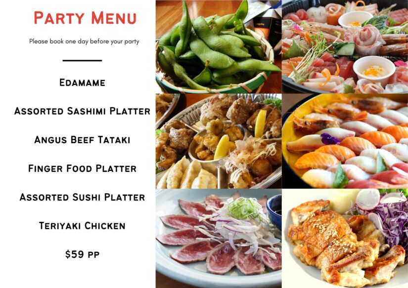 Party Menu Available