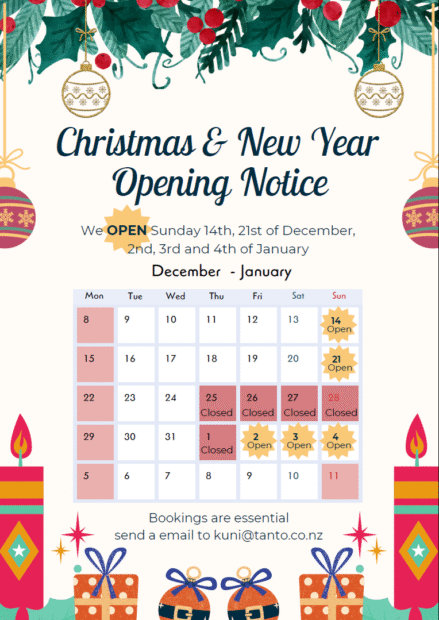 Christmas & New Year opening notice